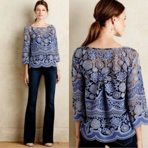 ANTHROPOLOGIE HD in Paris Montmartre Peasant Lace Boho Top